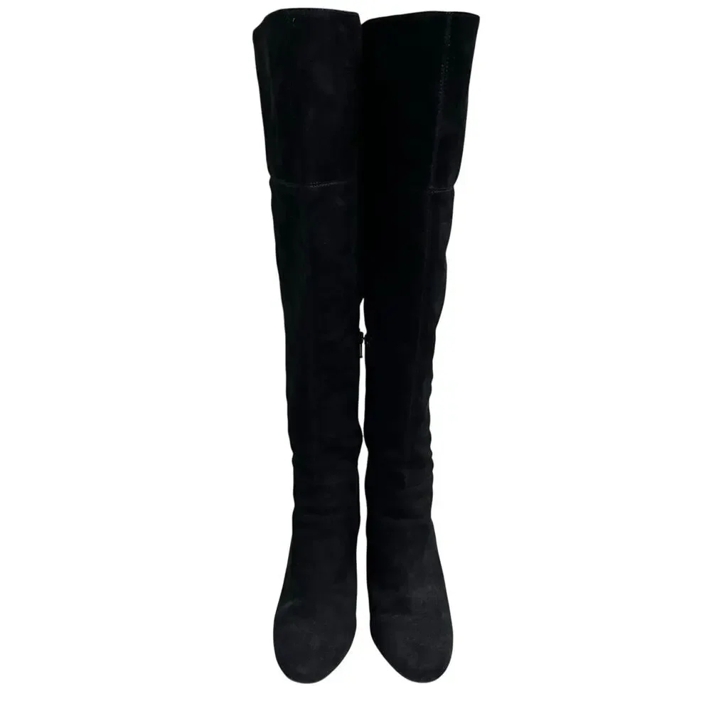 Gianni Bini Women’s Black Suede Leather Boots Sz‎ 8 Over The Knee